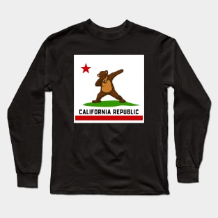 California Republic Flag Dabbing Bear Long Sleeve T-Shirt